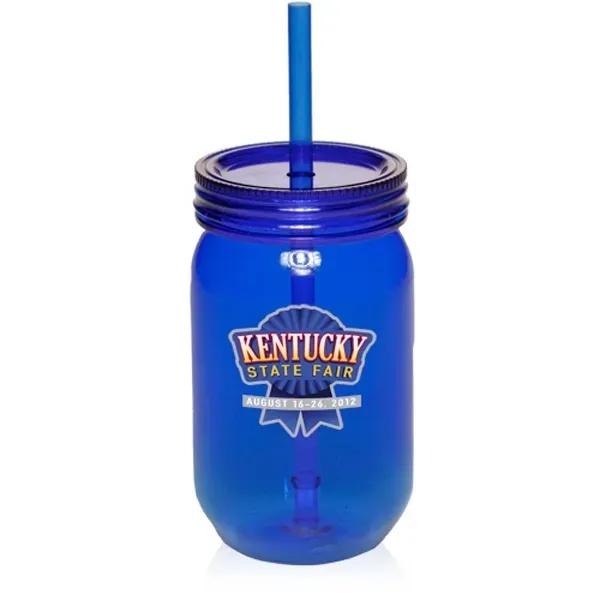 24 oz plastic mason jars with straw - Image 3