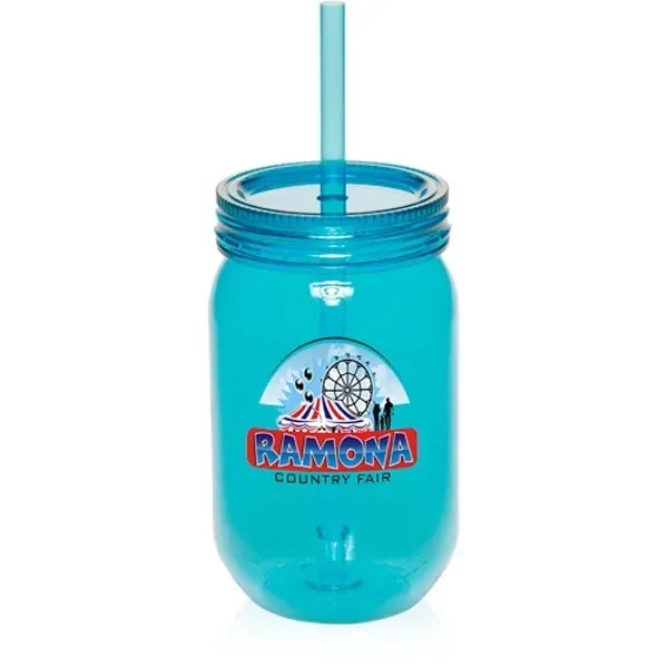 24 oz plastic mason jars with straw - Image 4