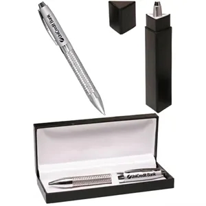 Margate Silver Net Barrel Pen Gift Set