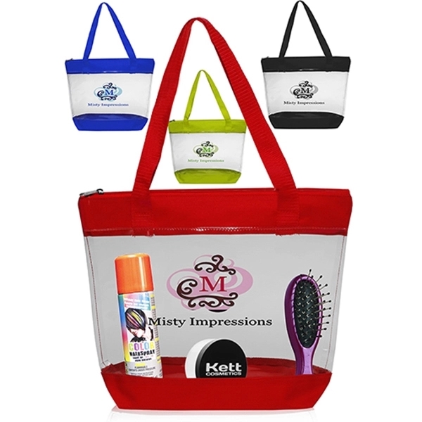 Clear Zippered PVC Tote Bags - Image 1