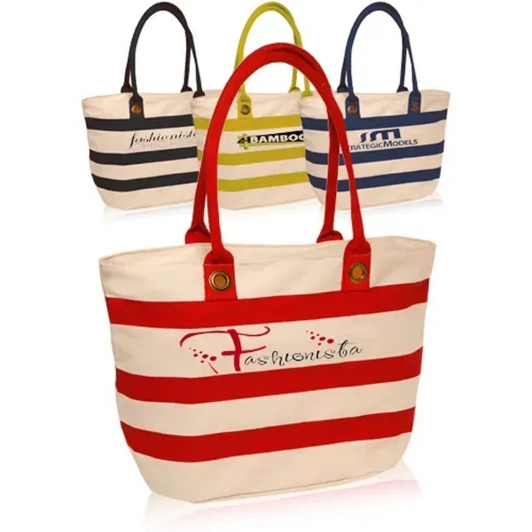 18.25W x 11H inch Striped Sailor Canvas Tote Bags - Image 1