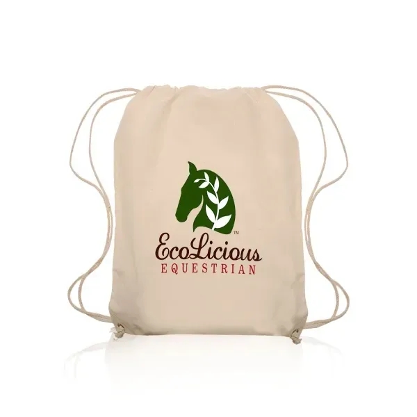 Natural Color Cotton Drawstring Backpacks - Image 1