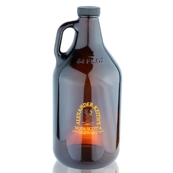 64 oz. Amber Handle Glass Beer Growler 38/400 - Image 1