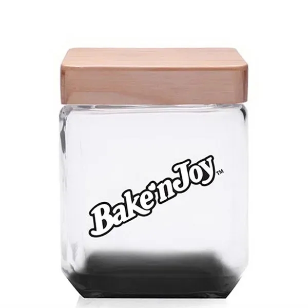 41 oz. Square Glass Candy Jars with Wooden Lid - Image 2