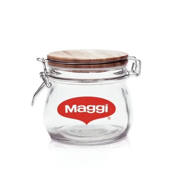 16 oz Glass Candy Jars with Wire Wooden Lids - Image 2