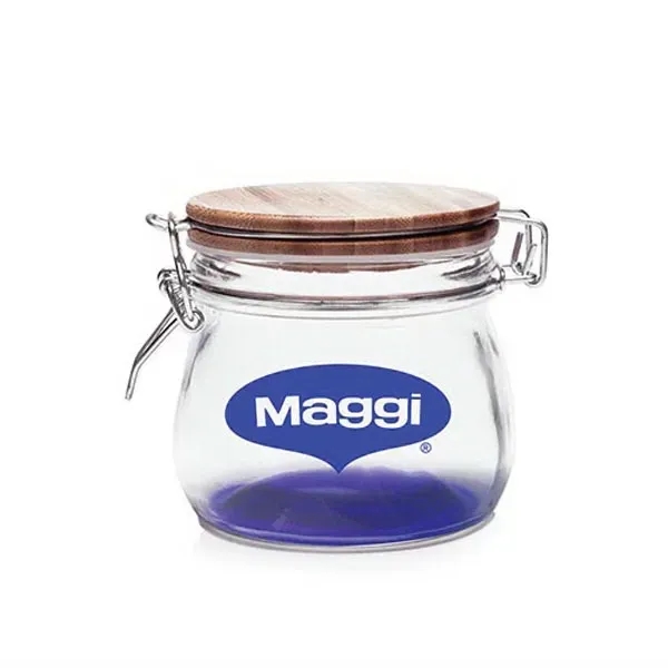 16 oz Glass Candy Jars with Wire Wooden Lids - Image 4