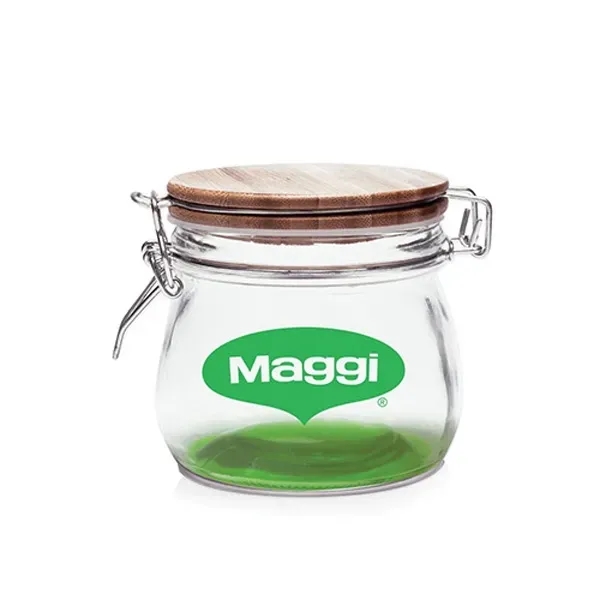 16 oz Glass Candy Jars with Wire Wooden Lids - Image 5