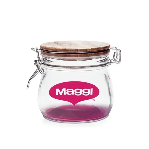 16 oz Glass Candy Jars with Wire Wooden Lids - Image 7