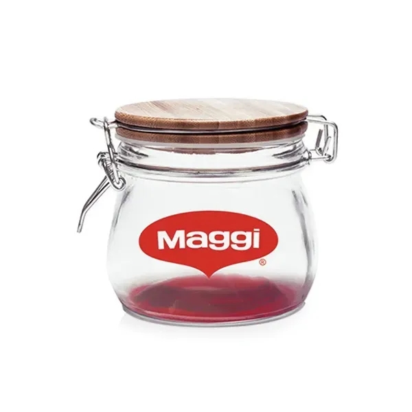 16 oz Glass Candy Jars with Wire Wooden Lids - Image 9