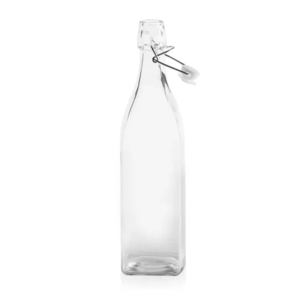 34 oz. Wire Lid Square Glass Carafe Water Bottles - Image 2