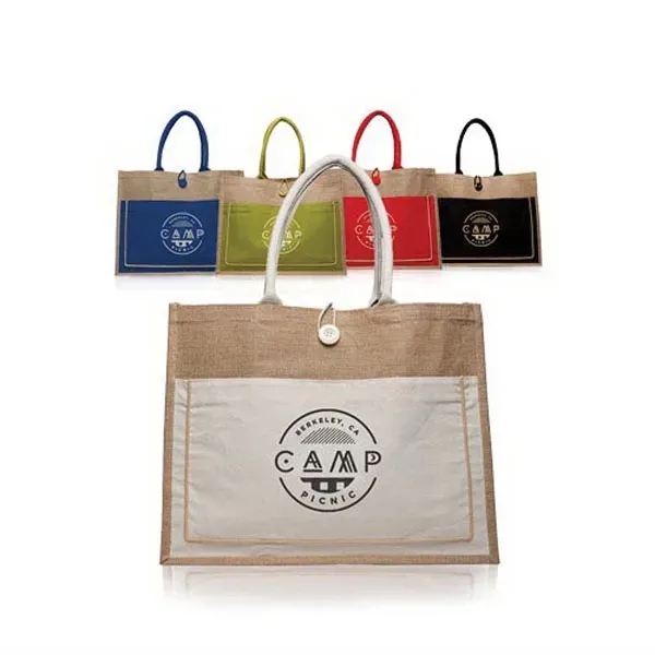 Cotton Pocket Jute Tote Bags - Image 1