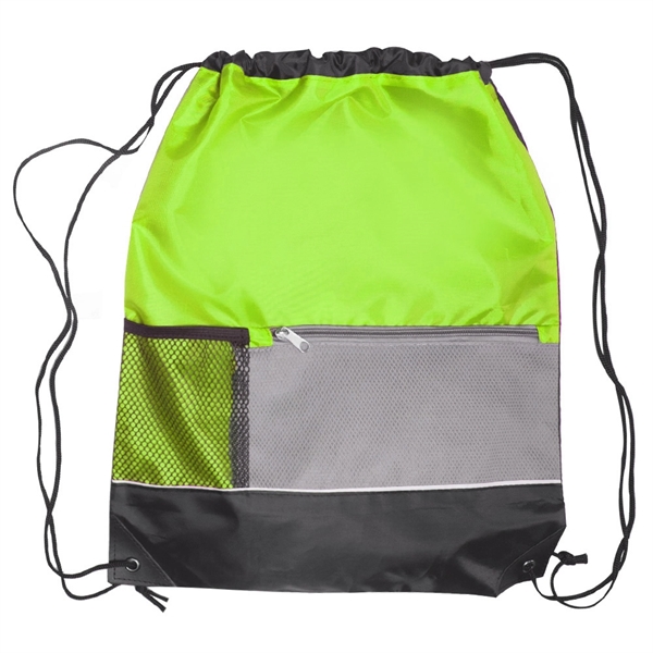 15W X 18H  inch Front Pocket Drawstring Backpacks - Image 9