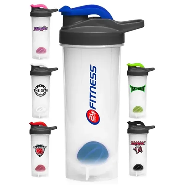 24 oz. Plastic Shaker Bottles With Mixer - Image 1