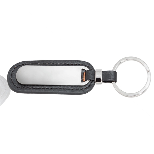 Executive Metal and Faux Leather Keychains - Image 2
