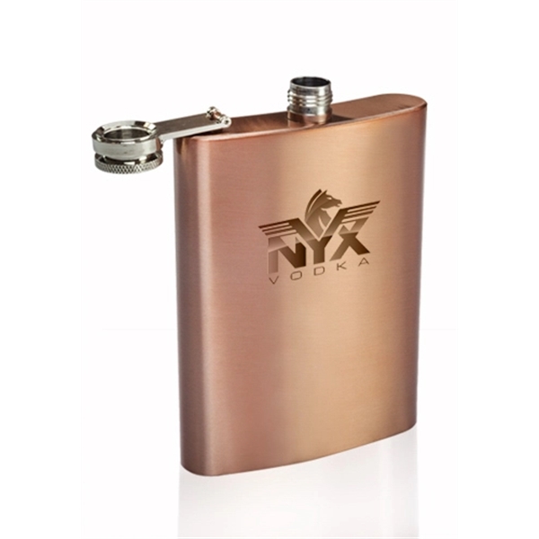 8 oz. Gran Torino Copper Coated Hip Flask - Image 2