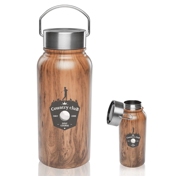 30 oz. Large Wood Coated Stainless Steel Water Bottles - Image 1