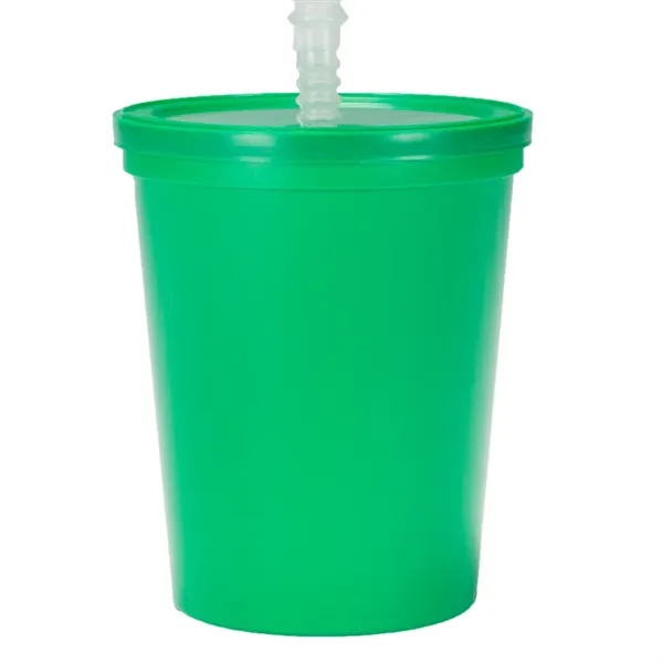 16 oz Plastic Stadium Cups with Lid & Straw - Image 5
