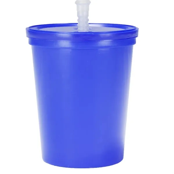 16 oz Plastic Stadium Cups with Lid & Straw - Image 7