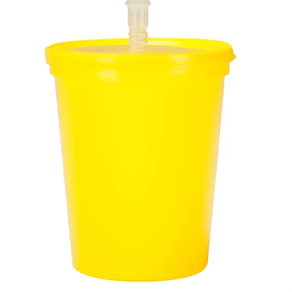 16 oz Plastic Stadium Cups with Lid & Straw - Image 8