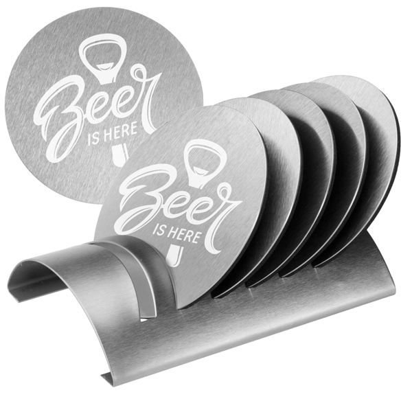 6 Piece Round Coaster Sets with Stand - Image 1