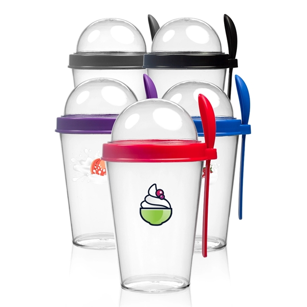 13.5 oz Snack-To-Go Cup with Lid and Spoon - Image 1