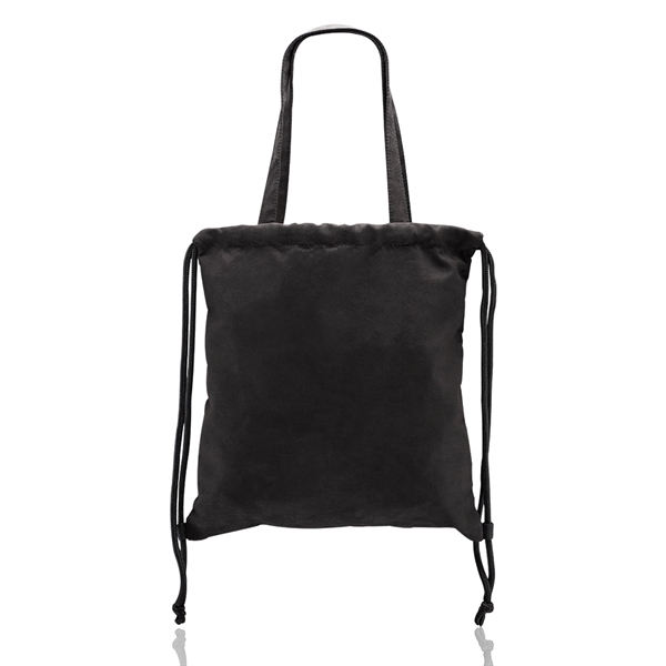 Milan Suede Drawstring Backpack with Handles - Image 3
