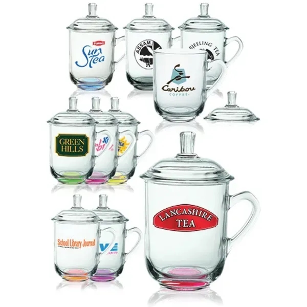13 oz. Glass Tea Cups with Lids - Image 1