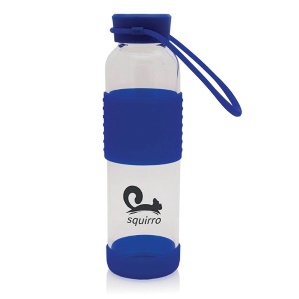 16 oz Glass Water Bottle w/ Plastic Lid Base & Grip - Image 1