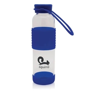16 oz Glass Water Bottle w/ Plastic Lid Base & Grip