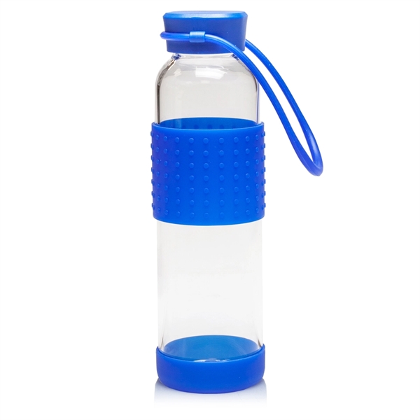 16 oz Glass Water Bottle w/ Plastic Lid Base & Grip - Image 2