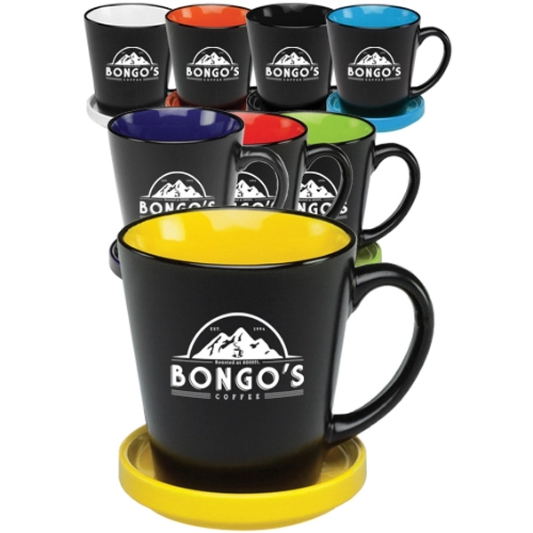 12 oz. Two Tone Latte Mug with Ceramic Coaster - Image 1