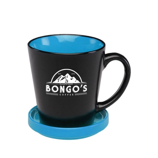 12 oz. Two Tone Latte Mug with Ceramic Coaster - Image 3