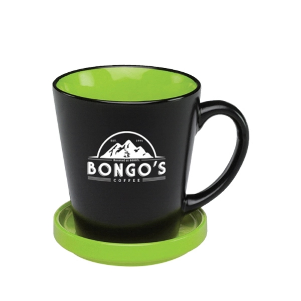 12 oz. Two Tone Latte Mug with Ceramic Coaster - Image 4