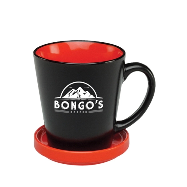 12 oz. Two Tone Latte Mug with Ceramic Coaster - Image 6
