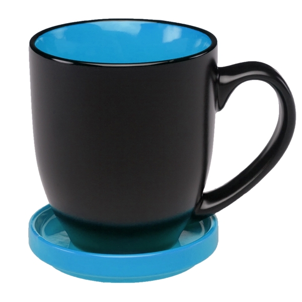 16 oz. Bistro Ceramic Mug with Ceramic Coaster Set - Image 2