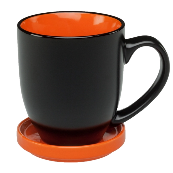 16 oz. Bistro Ceramic Mug with Ceramic Coaster Set - Image 4
