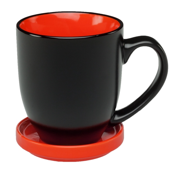 16 oz. Bistro Ceramic Mug with Ceramic Coaster Set - Image 5