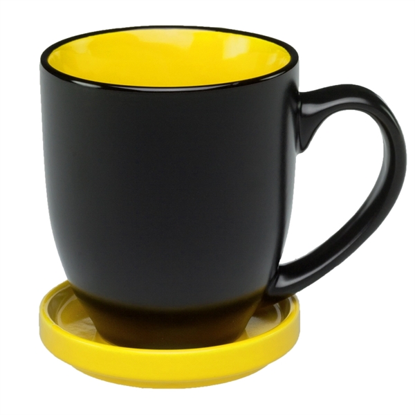 16 oz. Bistro Ceramic Mug with Ceramic Coaster Set - Image 7