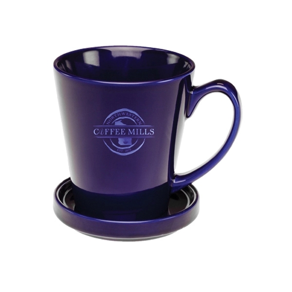 12 oz. Glossy Ceramic Latte Mugs with Ceramic Coasters - Image 2