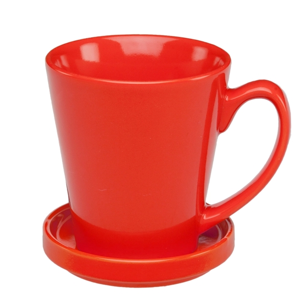 12 oz. Glossy Ceramic Latte Mugs with Ceramic Coasters - Image 6