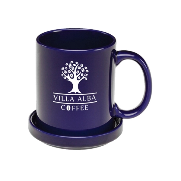 11 oz. Traditional Ceramic Coffee Mugs with Ceramic Coasters - Image 2