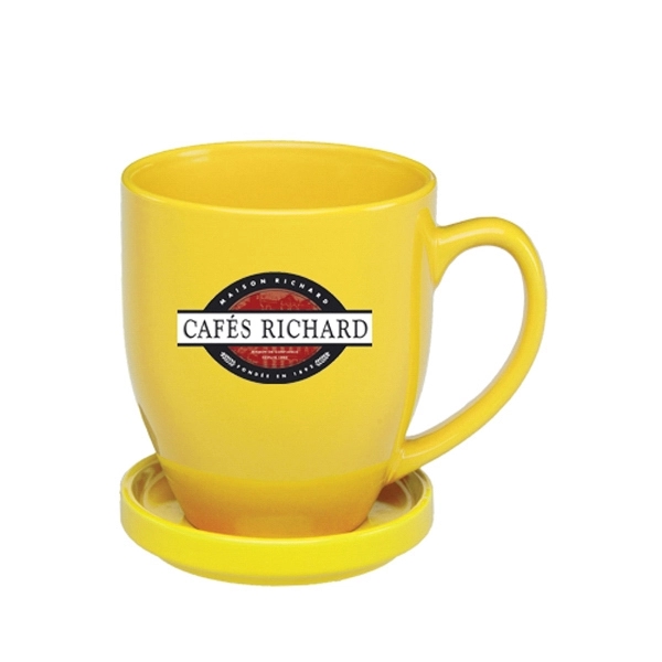 16 oz. Bistro Glossy Coffee Mugs with Ceramic Coasters - Image 3