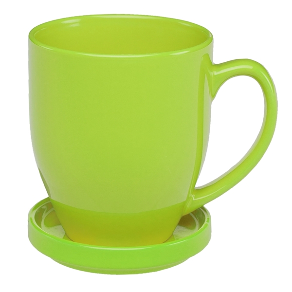 16 oz. Bistro Glossy Coffee Mugs with Ceramic Coasters - Image 7