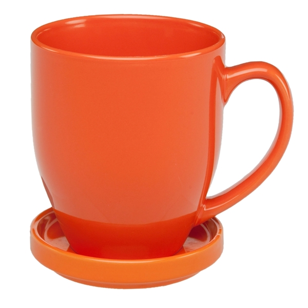 16 oz. Bistro Glossy Coffee Mugs with Ceramic Coasters - Image 8