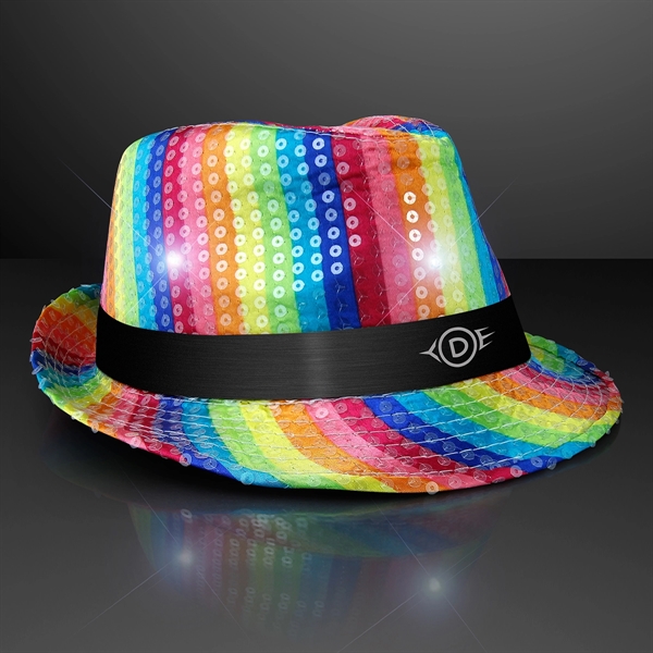 Shiny Single Colored Fedora Hats with Flashing Lights - Image 5