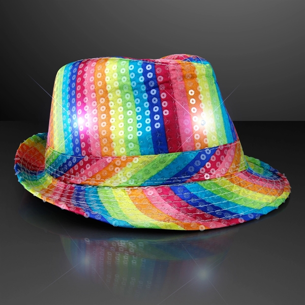 Shiny Single Colored Fedora Hats with Flashing Lights - Image 6