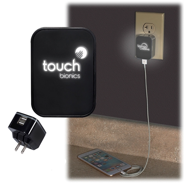 Light-Up-Your-Logo Duo USB Wall Charger - Image 3