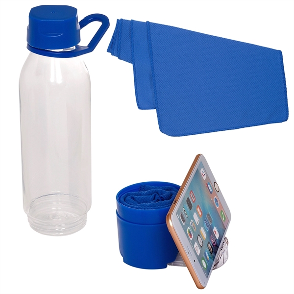 Multi-functional Water Bottle Phone Stand with Towel - Image 2