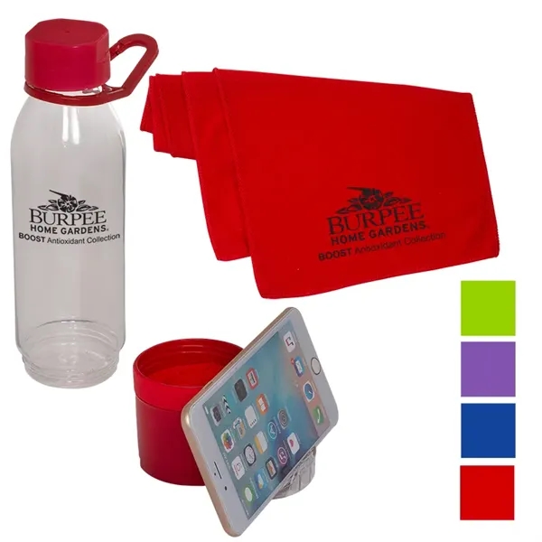 Multi-functional Water Bottle Phone Stand with Towel - Image 3