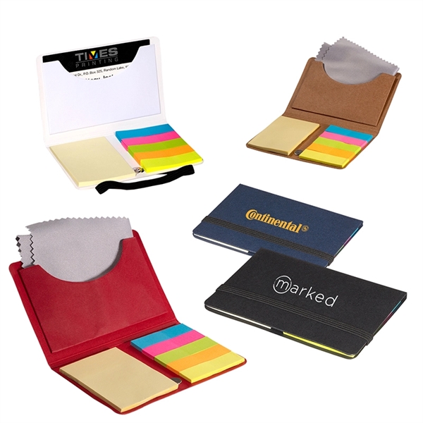 Business Card Sticky Pack with Microfiber Cleaning Cloth - Image 1